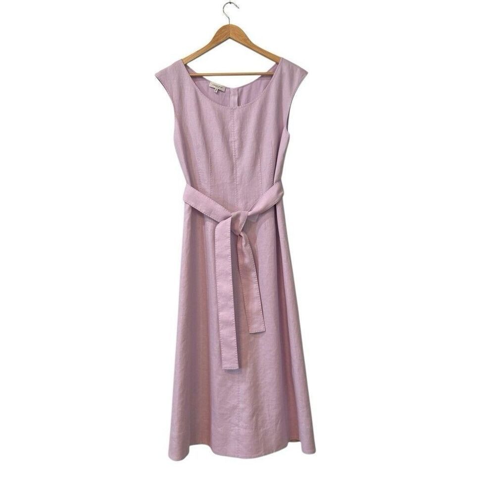 Lafayette 148 New York Belted Fit and Flare Dress Size 8 Lavender Purple